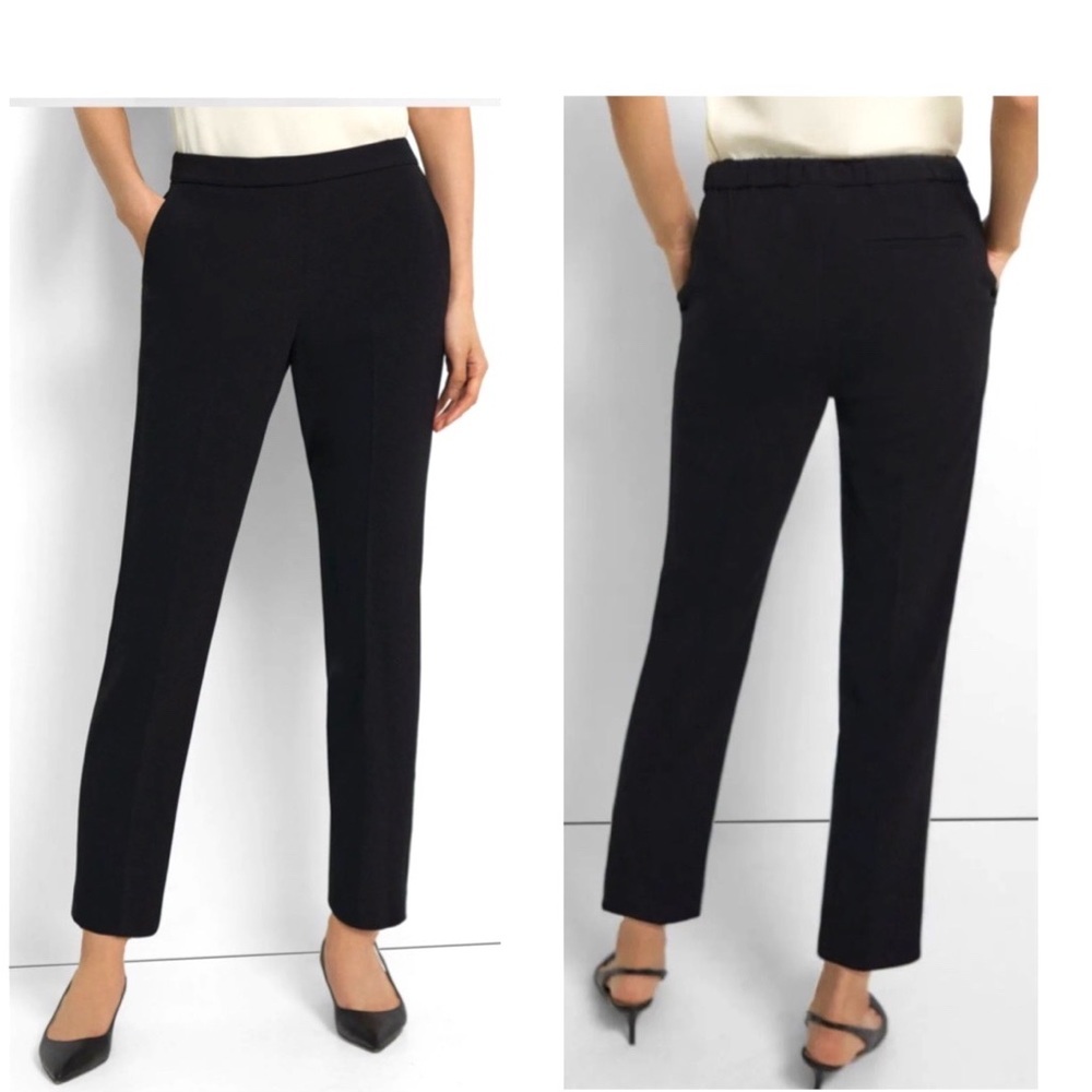 THEORY Treeca Pull-On Cropped Work Trouser Pant in Admiral Crepe size NWT - Picture 2 of 16